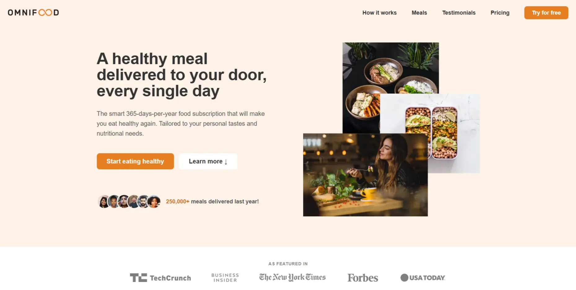 Omnifood landing page screenshot
