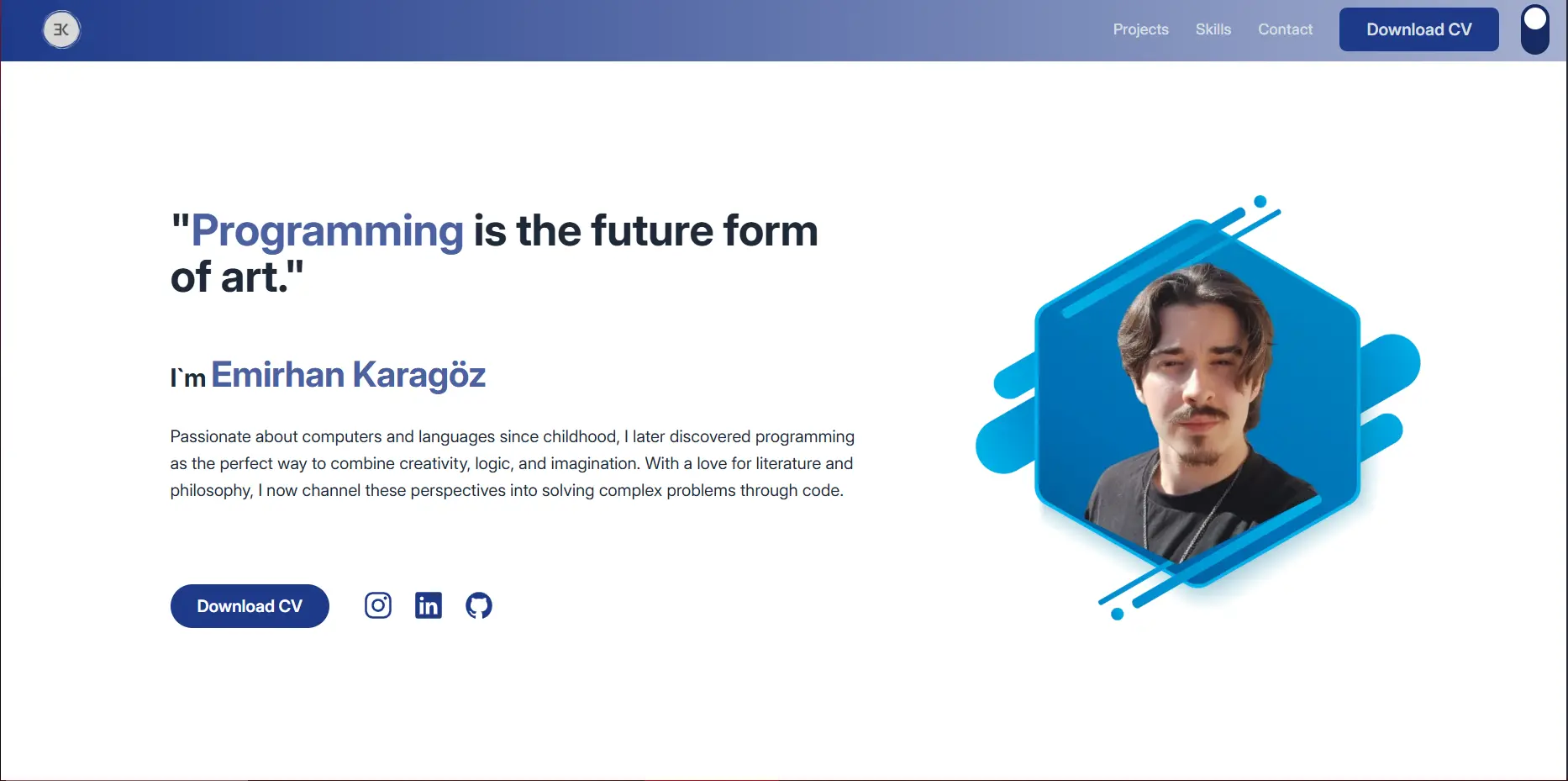 Previous portfolio screenshot